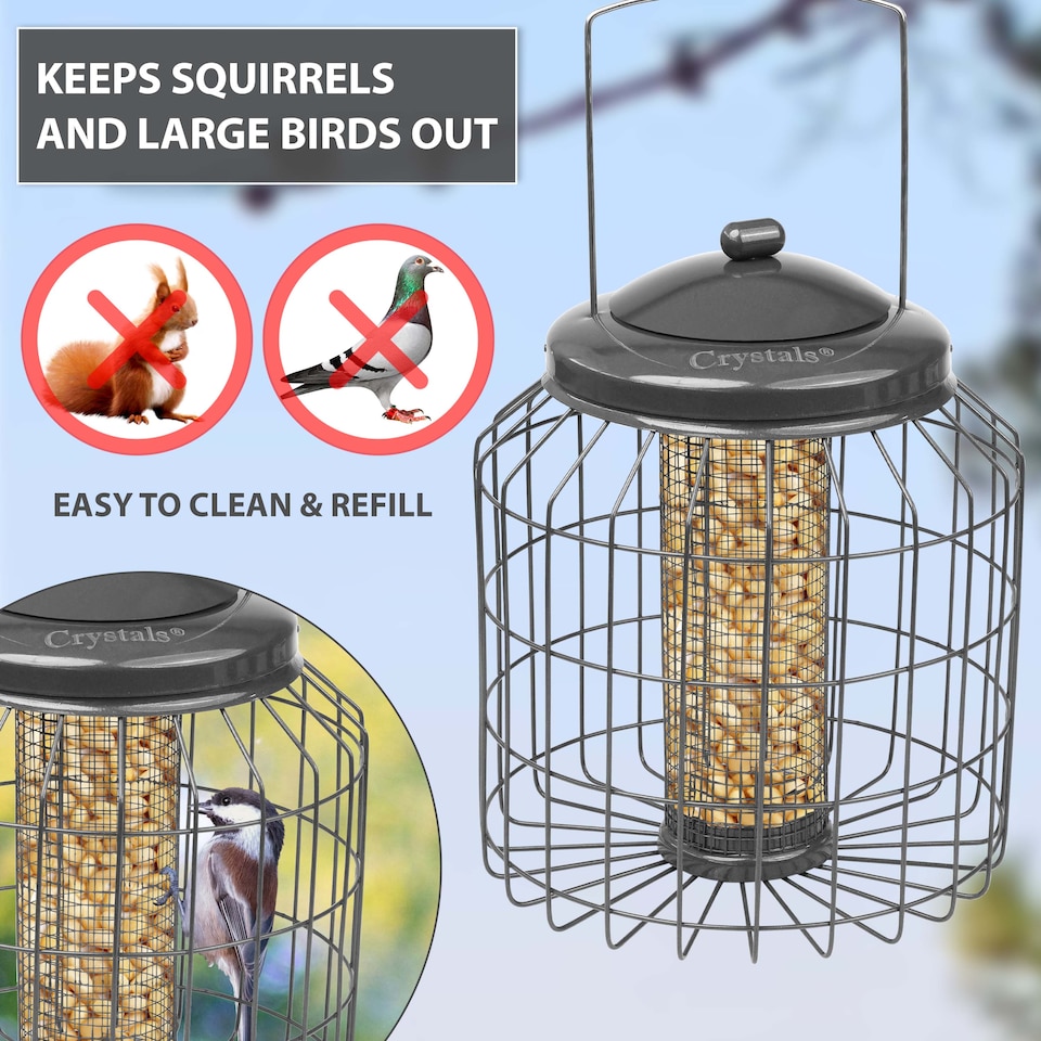 image 1 of Squirrel Proof Hanging Bird Nut Peanut Feeder Heavy Duty Garden Wild Birds