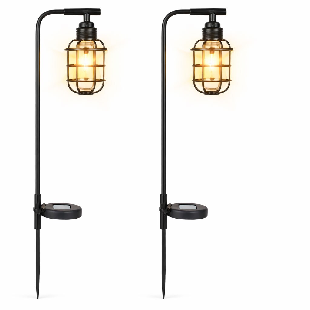 Gardenwize Pack of 2 Solar Timeless Lantern Stake Lights in Black
