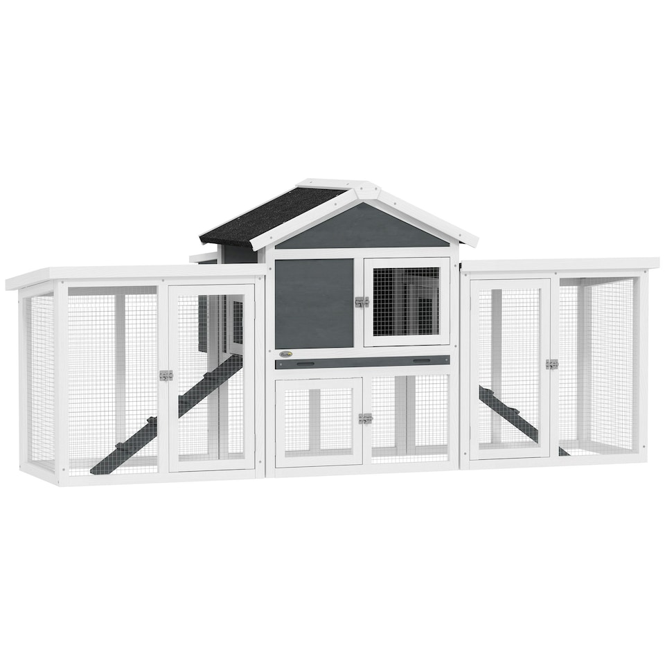 image 1 of PawHut Wood Chicken Coop Hens Cage Poultry House with Nesting Boxes Run