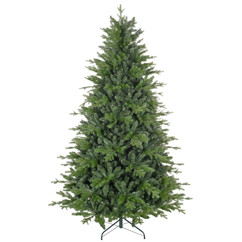 image 1 of HOMCOM 7 Ft Artificial Christmas Tree with Metal Base, Hinged Branches