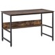 image 1 of HOMCOM 2-Tier Writing Desk Metal Frame Smooth Shelves Storage Shelf Rustic Brown