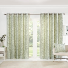 Sade - Fully Lined Floral Curtains - Eyelet - Polycotton (Green, 46'' x 72'' - 117cm x 183cm (Pair))