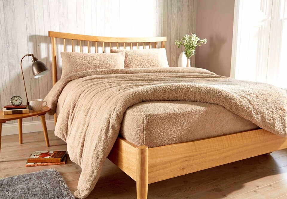Original Teddy Fitted Sheet in Taupe - Single | Brown | Natural | Single