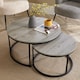 image 5 of Nest of 2 Grey Tables Round Stackable Side Unit Industrial Living Room Furniture
