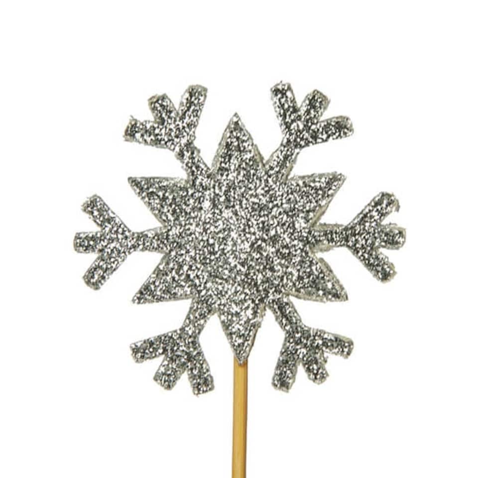 image 1 of Anniversary House Glitter Snowflake Cupcake Toppers Silver