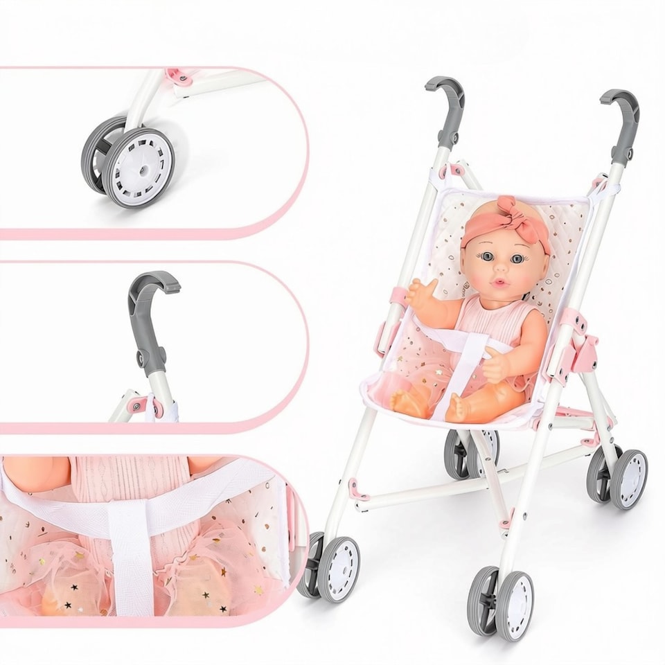 image 1 of Baby Doll Nursery Playset with 12" Doll, Stroller, Crib, Play Mat & Travel Bags – Complete Pretend Baby Care Set with Accessories – Role‑Play Toy for Kids Ages 3–8