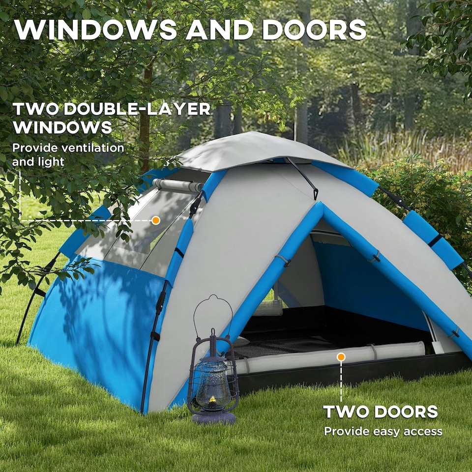 image 1 of Outsunny 3-4 Man Camping Tent Portable with Bag, Quick Setup, Dark Green