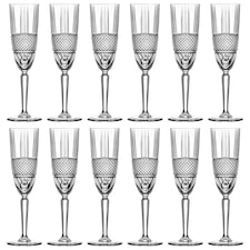 RCR Crystal Brillante Glass Champagne Flutes - 190ml - Pack of 12