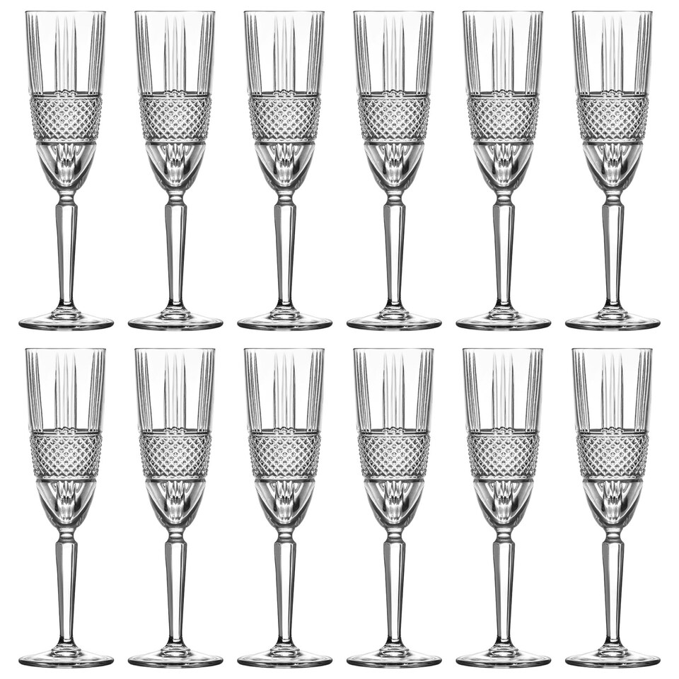 image 1 of RCR Crystal Brillante Glass Champagne Flutes - 190ml - Pack of 12