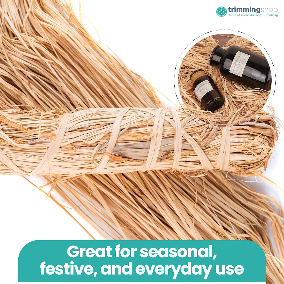 image 1 of 50gms Thick Natural Raffia Ribbon Bundles for Gift Wrapping