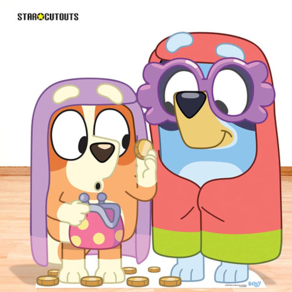 image 1 of Bluey and Bingo Dressed as Grannies Star Mini Cardboard Cutout 91cm