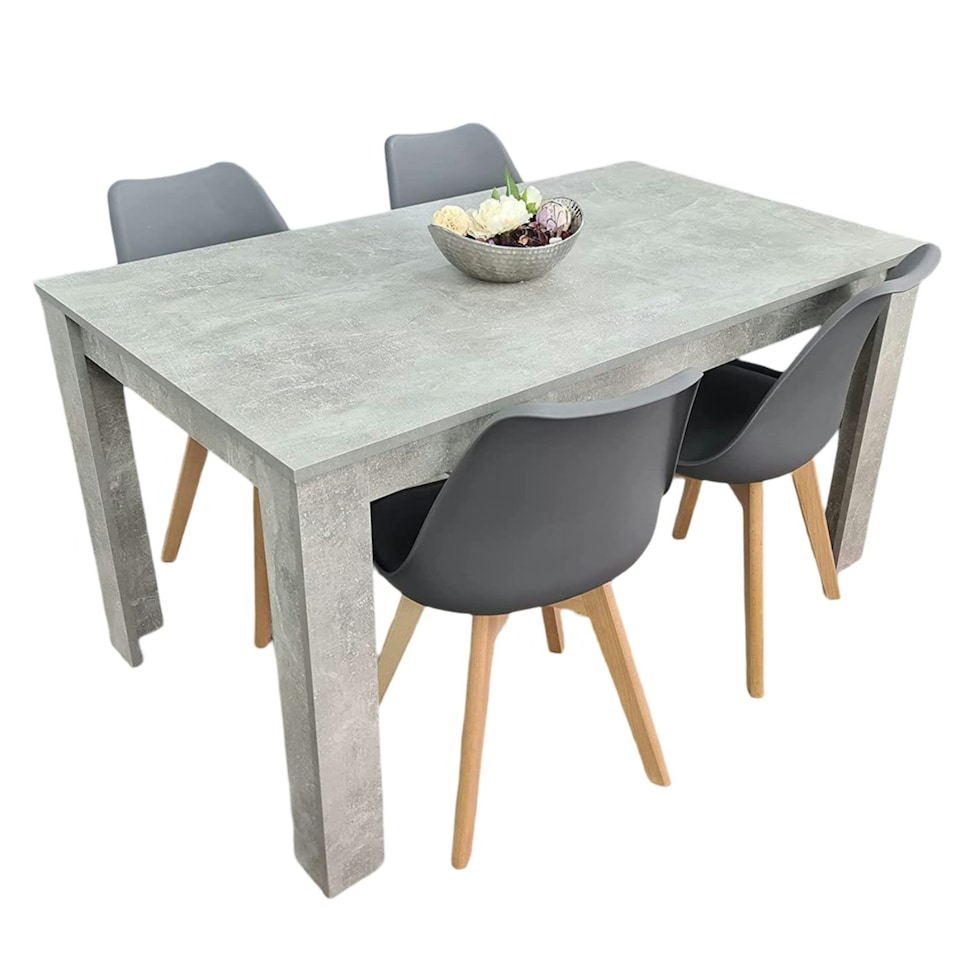image 1 of Dining Table Set Oak Effect Table With 4 White Plastic Chairs Dining Room Furniture | White | One Size | 5