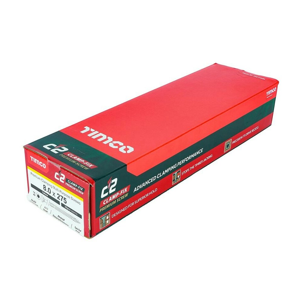 image 1 of Timco - C2 Clamp-Fix Multi-Purpose Premium Screws - TX - Double Countersunk - Yellow (Size 8.0 x 275 - 25 Pieces)
