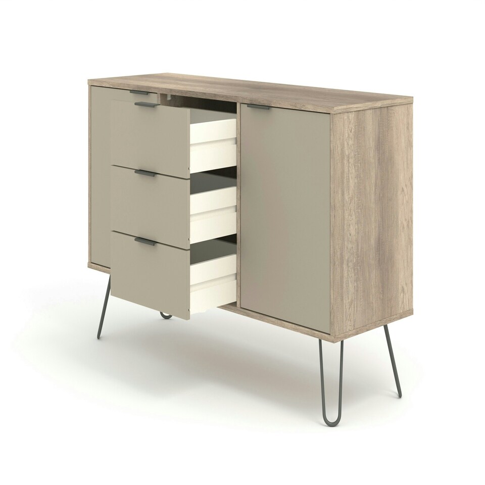 image 1 of Core Products Augusta Driftwood, Medium Sideboard With 2 Doors, 3 Drawers H73.6cm x W130.6cm x D43cm Cream