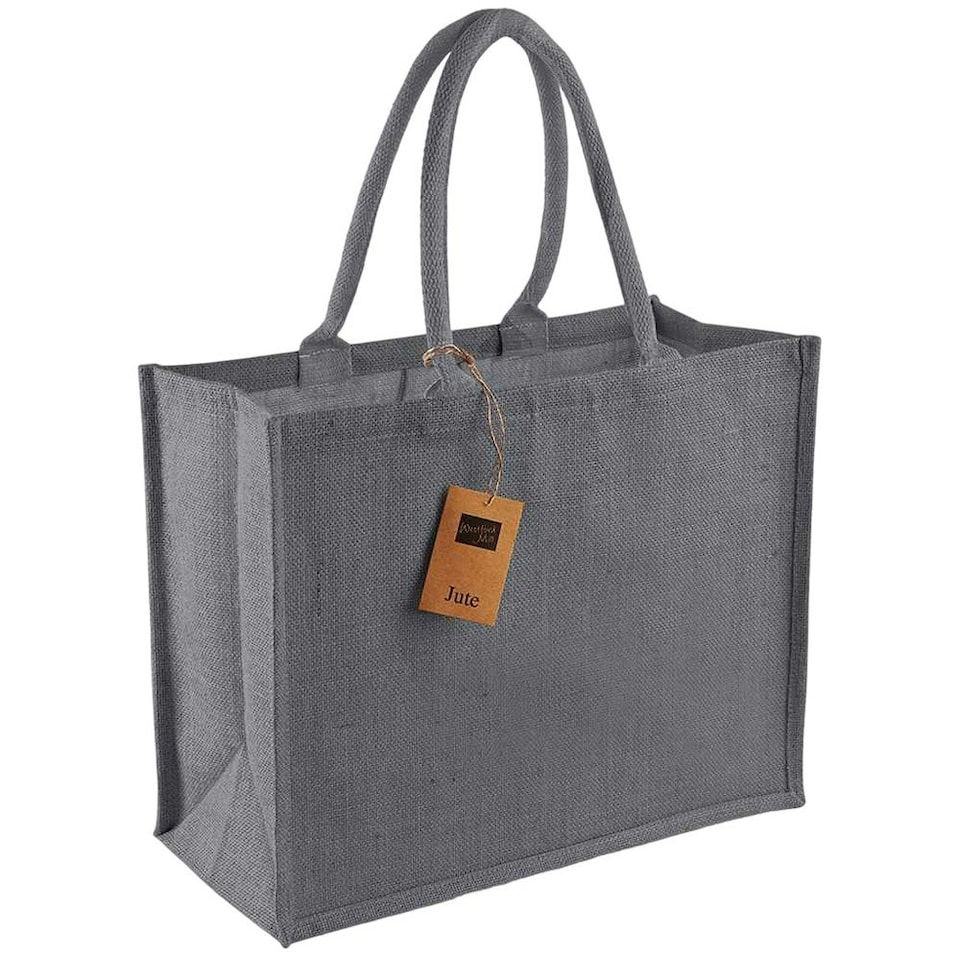 Westford Mill Classic Jute Shopper Bag - Graphite Grey/Graphite Grey - One Size