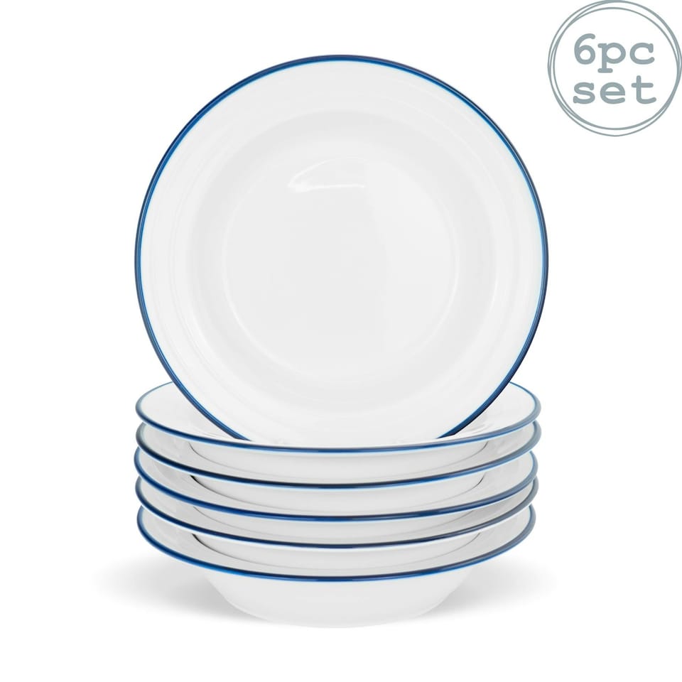 image 1 of Nicola Spring White Farmhouse Soup Plates - 22cm - Pack of 6 White