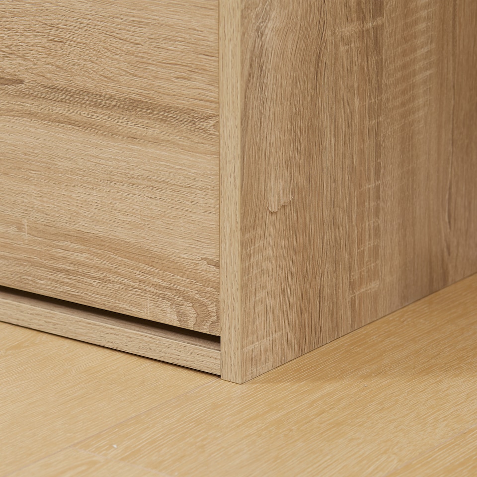 image 1 of HOMCOM Entryway Shoe Bench with Cushion Storage Cabinet for Living Room Natural