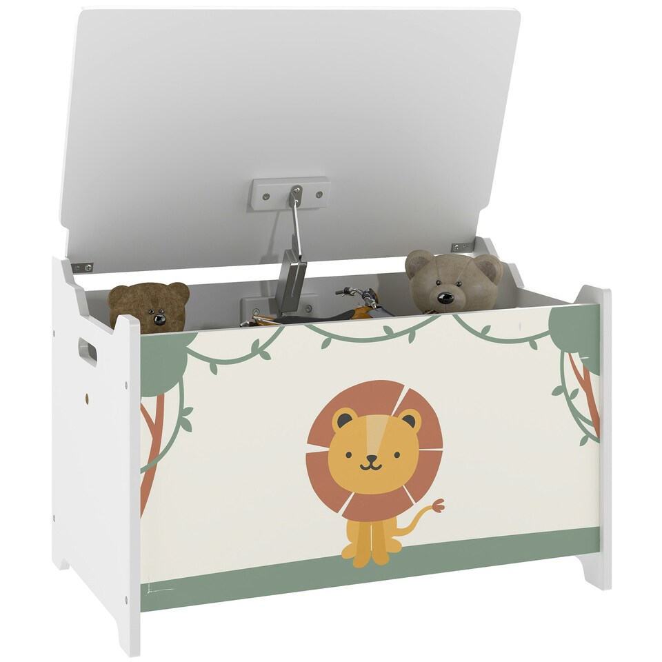 image 1 of AIYAPLAY Toy Box with Lid, Safety Hinges for Kids, Nursery, Bedroom Green | White | 60L x 37W x 39Hcm