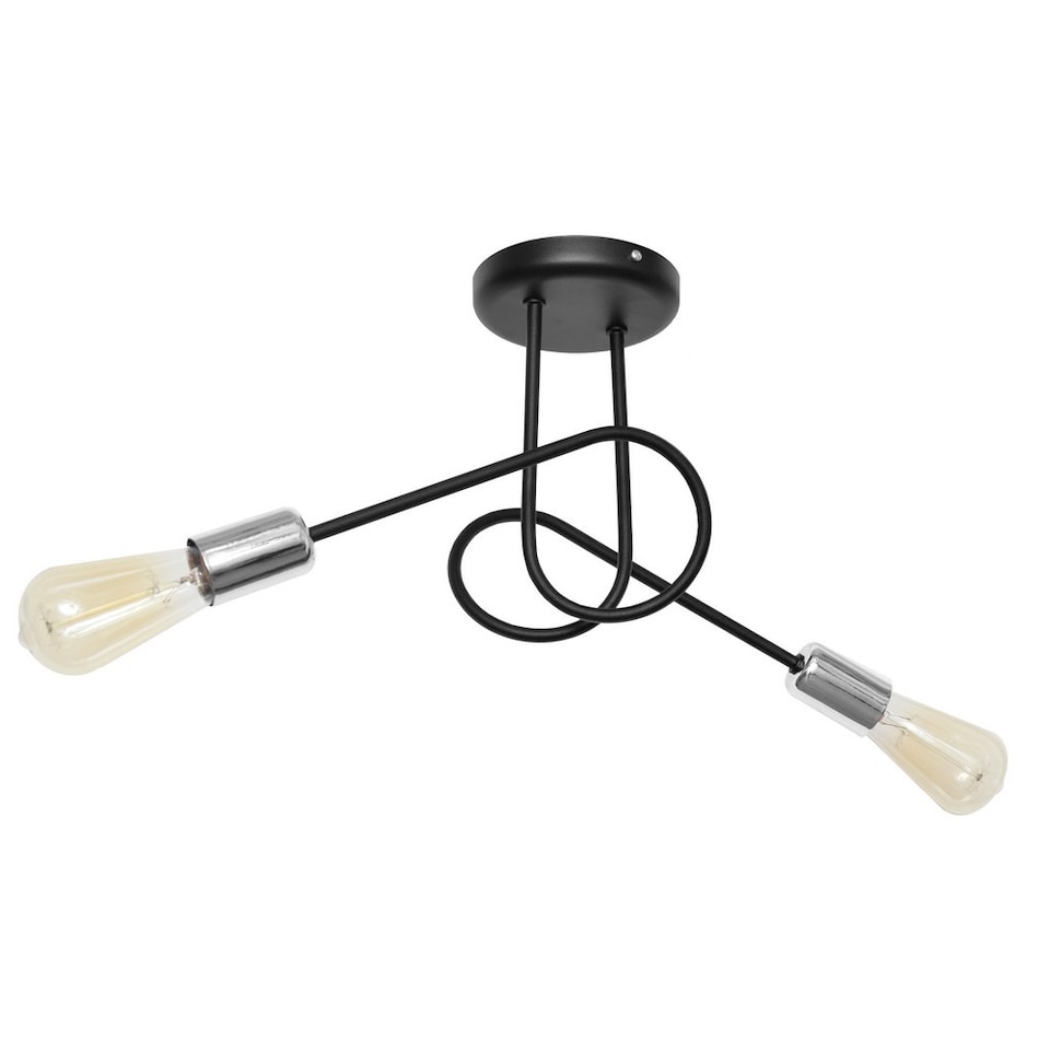 Oxford Multi Arm Semi Flush Ceiling Light Black, Chrome 38cm