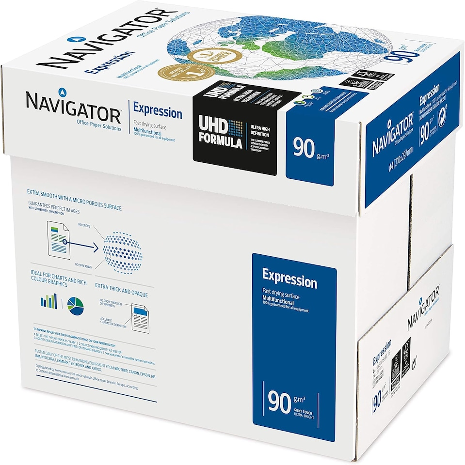 image 1 of Navigator A4 90gsm Premium White FSC Certified Copier & Printer Paper [Box of 2500 Sheets - 5 Reams]