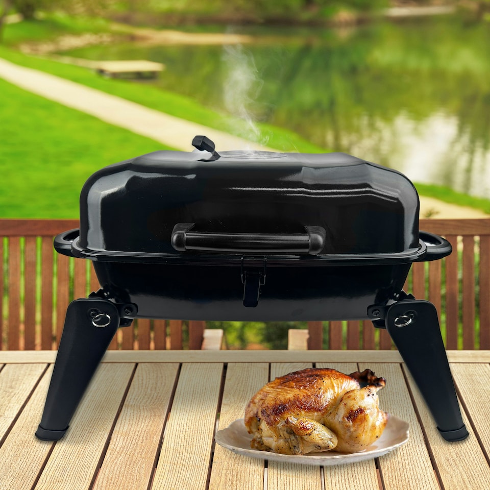 image 1 of Alivio Portable Barbecue Grill, High Quality BBQ Charcoal Grill (Black)