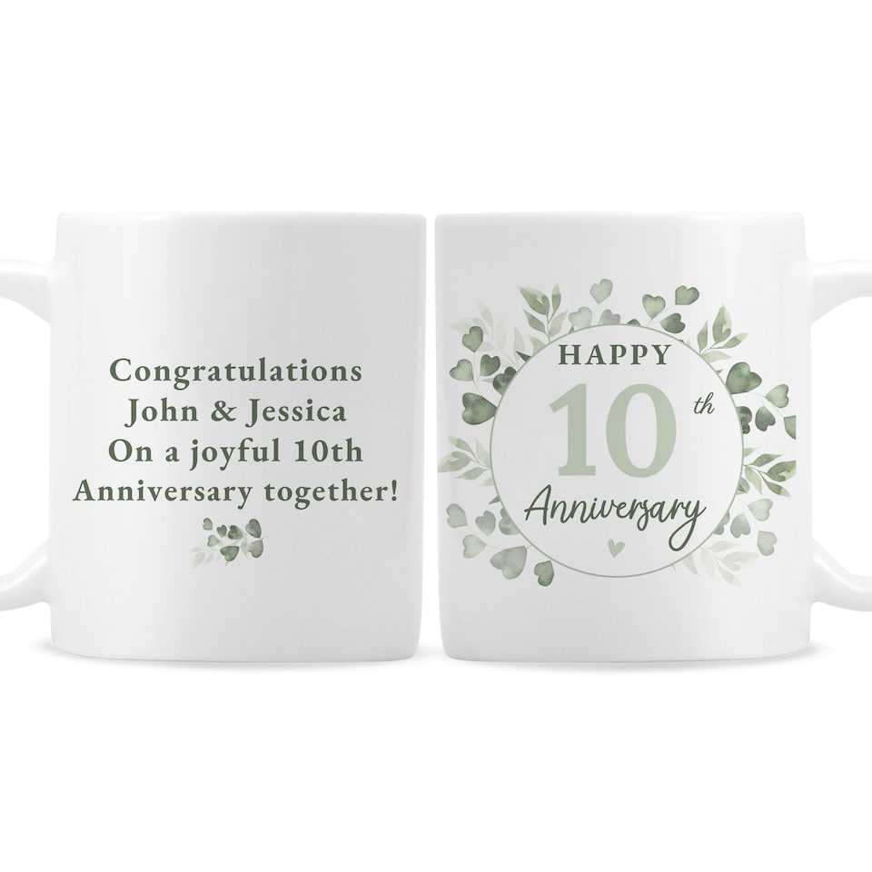 image 1 of Personalised Botanical Anniversary Mug White