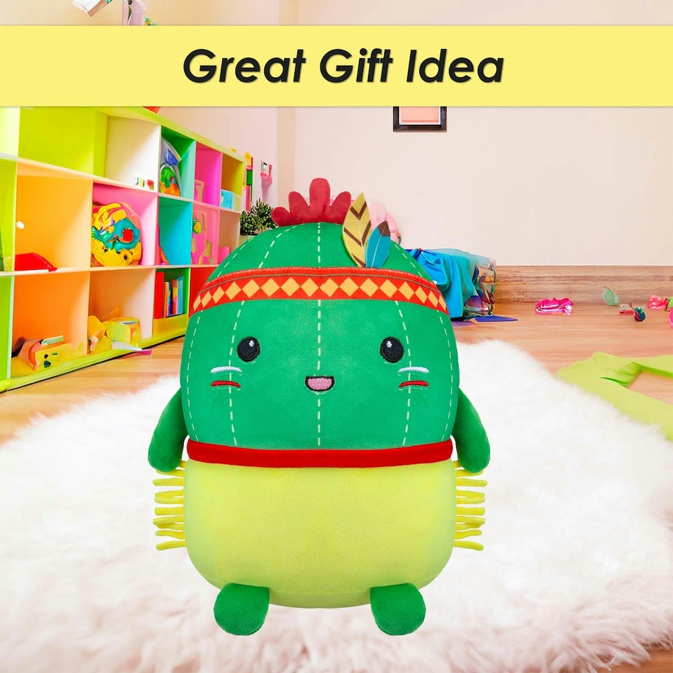 image 1 of Cactus Native American Soft Toy Cute Plushie Huggable Cuddly 25cm Green