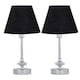 image 1 of Set of 2 Chrome Jewelled Table Lamps with Black Shades Chrome | Black