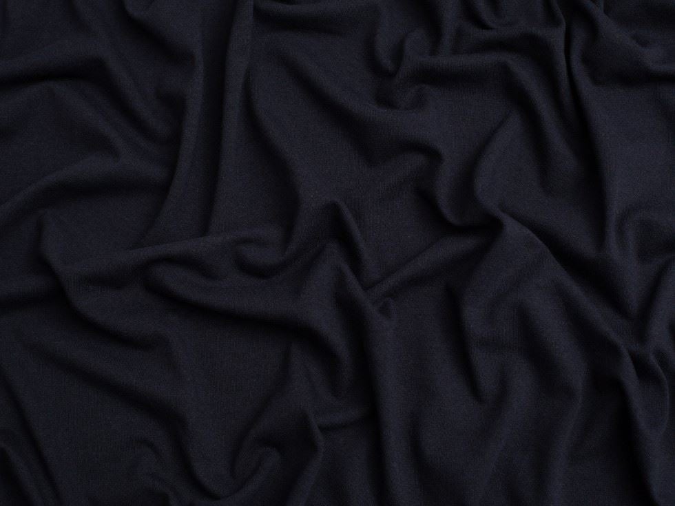 Minerva Core Range Navy Recycled Cotton Jersey Stretch Knit Fabric for Dressmaking, 150cm / 59" Wide - per metre