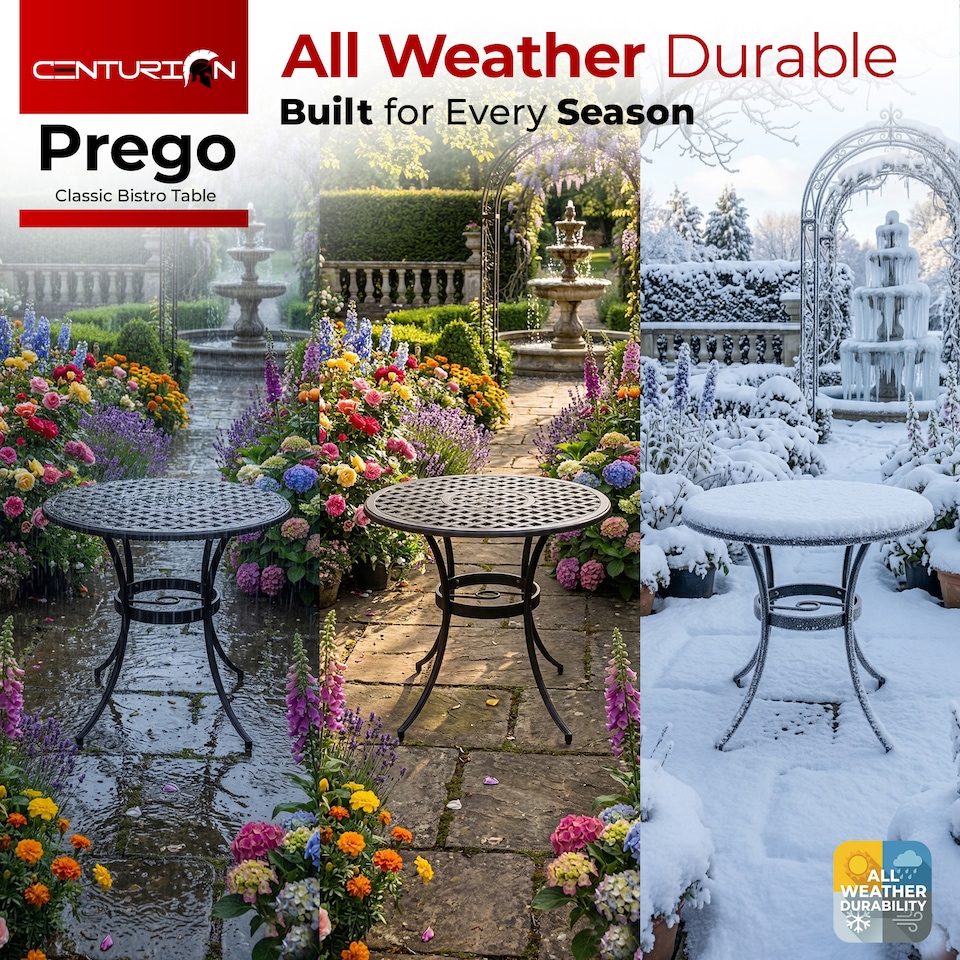 image 1 of Centurion Supports PREGO Garden & Patio Black Cast Aluminium Bistro Table | Black | Black | 1