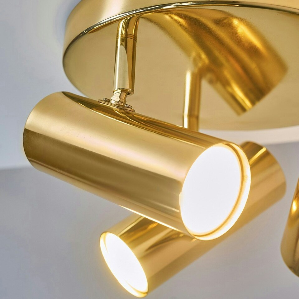 image 1 of ValueLights Modern 3 Way Adjustable Gold Round Plate Ceiling Spotlight Gold