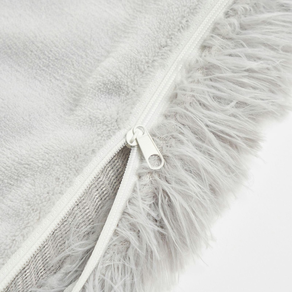 image 1 of OHS 2 x Fluffy Shaggy Soft Plush Cushion Covers, 45x45cm - Silver
