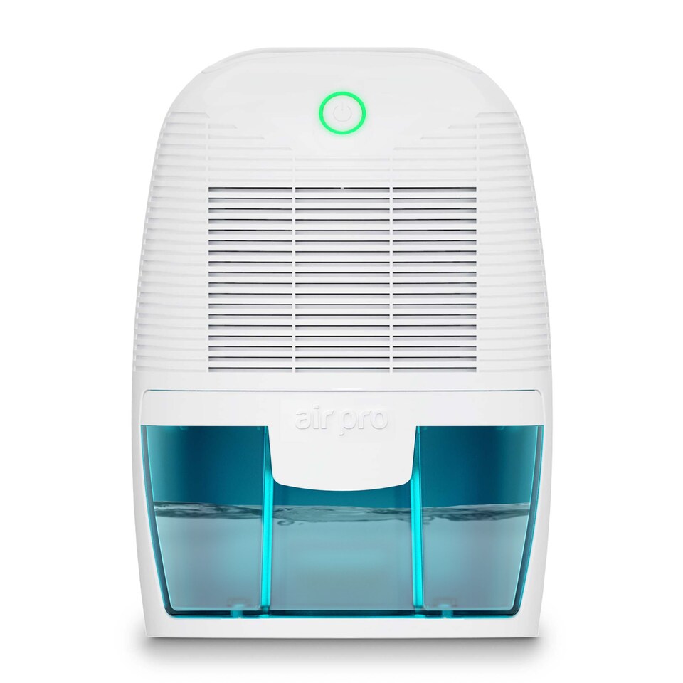 image 1 of Air Pro Mini Dehumidifier Portable Electric Mould & Damp Remover 300ml/Day  Moisture Absorber 600ml Water Tank Condensation Remover | White | White / Blue | 1