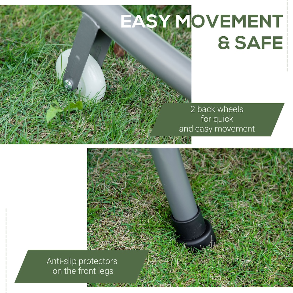 image 1 of Outsunny Double Sun Lounger with Adjustable Detachable Canopy, Portable Garden Daybed for 2 with Wheels, Outdoor Sunbed Hammock with 2 Pillows, 220 KG Max. Load, Grey