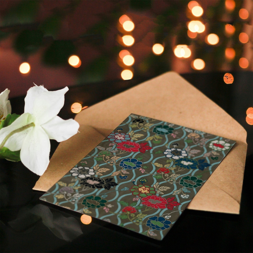 image 1 of G A Audsley Art Card Vintage Japanese Floral Pattern