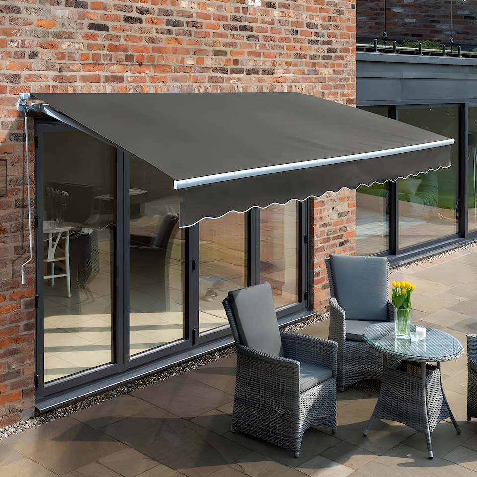 image 1 of 4.0m x 3.0m Retractable Manual Charcoal Awning
