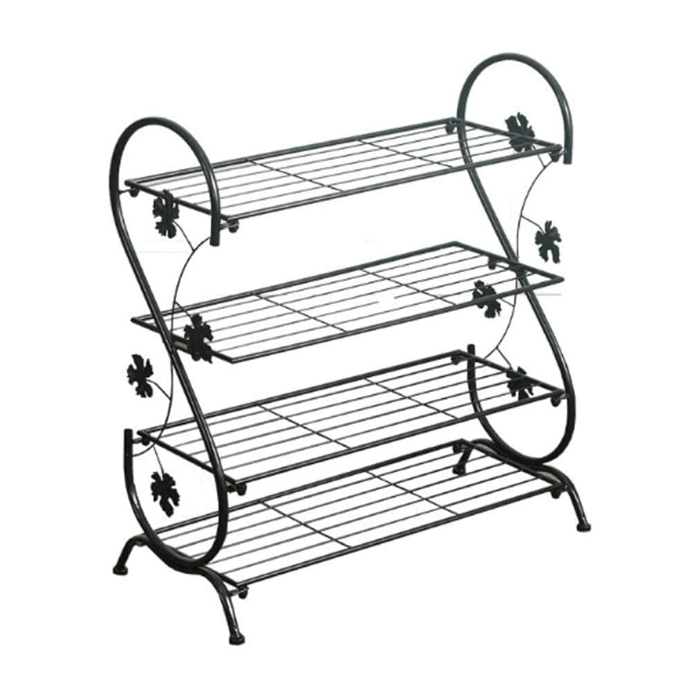 Living and Home 4 Tier Metal Shoe Rack- Black