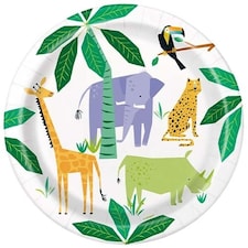 Animal Safari Round Paper Plates 22cm - Pack of 8