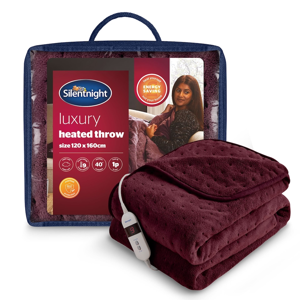 image 1 of Silentnight Luxury Heated Throw, Berry | Purple | Berry | One Size | 1