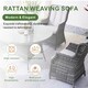 image 3 of Direct Wicker Outdoor 5 Piece Rattan Dining Table Chairs Set, Aluminum Round Table with Tempered Glass, 4 Armchairs | Grey