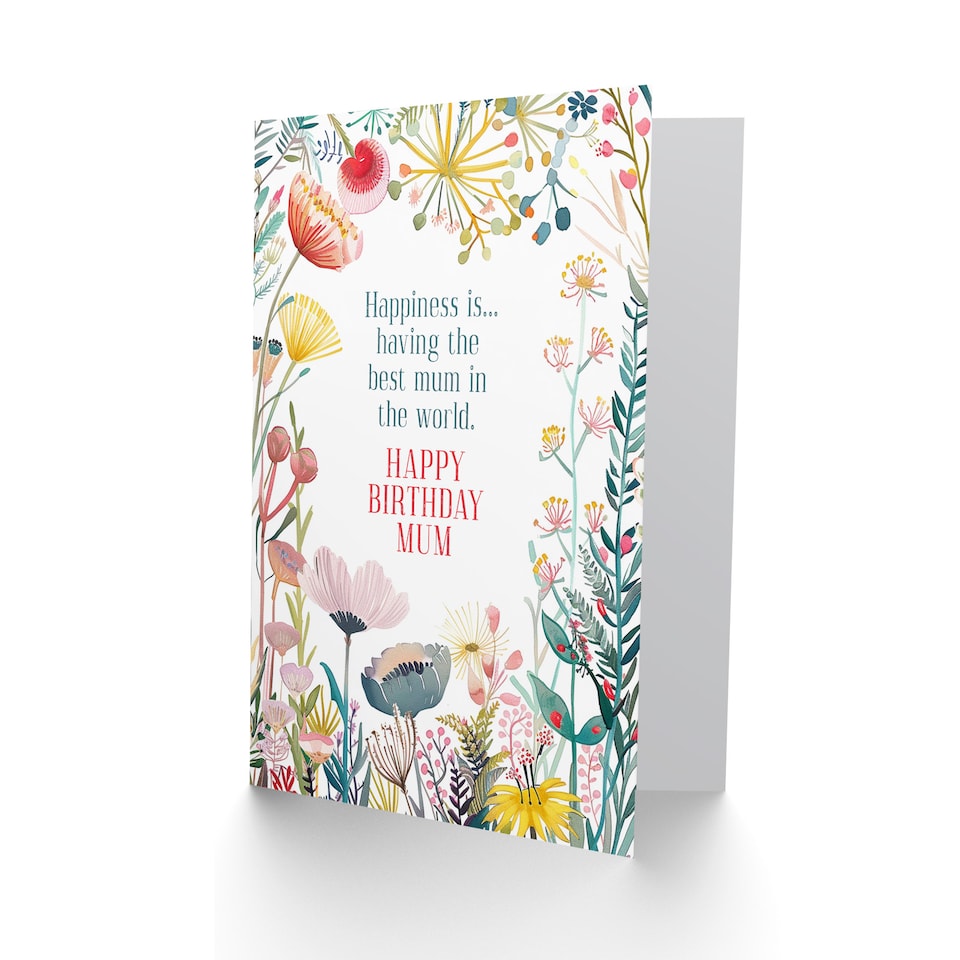 image 1 of Greeting Card Happiness Is Best Mum In The World Floral Flowers