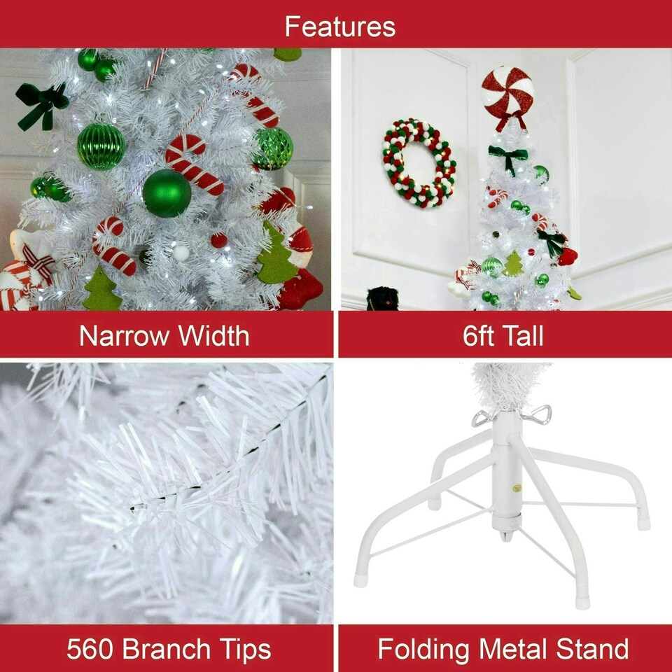 image 1 of 6ft White Slim Line Christmas Tree
