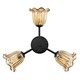 image 3 of Designer Matte Black Ceiling Light with Amber Floral Glass Shades