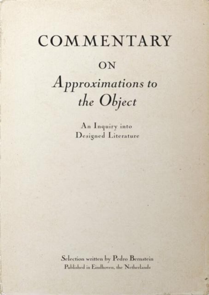 Commentary on Approximations to the Object Hardback Book