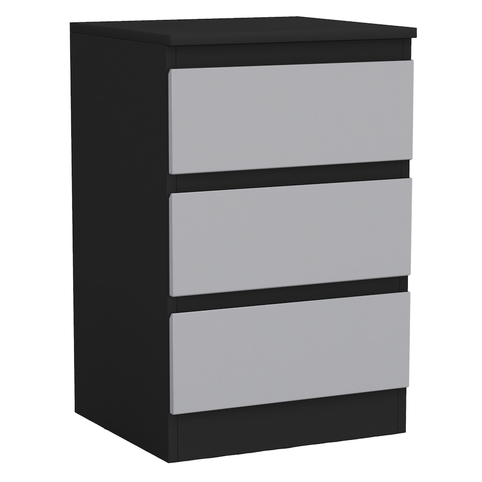 image 1 of 3 Drawer Bedroom Storage Cabinet | Multi | Black & Grey | 1