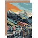 image 1 of Cityscape Under Rocky Mountain Range Modern Birthday Card