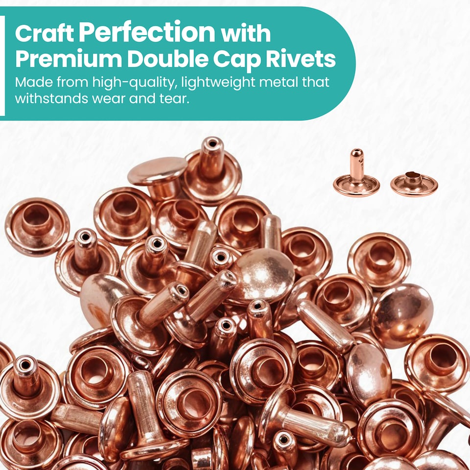 image 1 of 7mm Double Cap Rivets, Tubular Metal Studs for DIY Projects - 100pcs