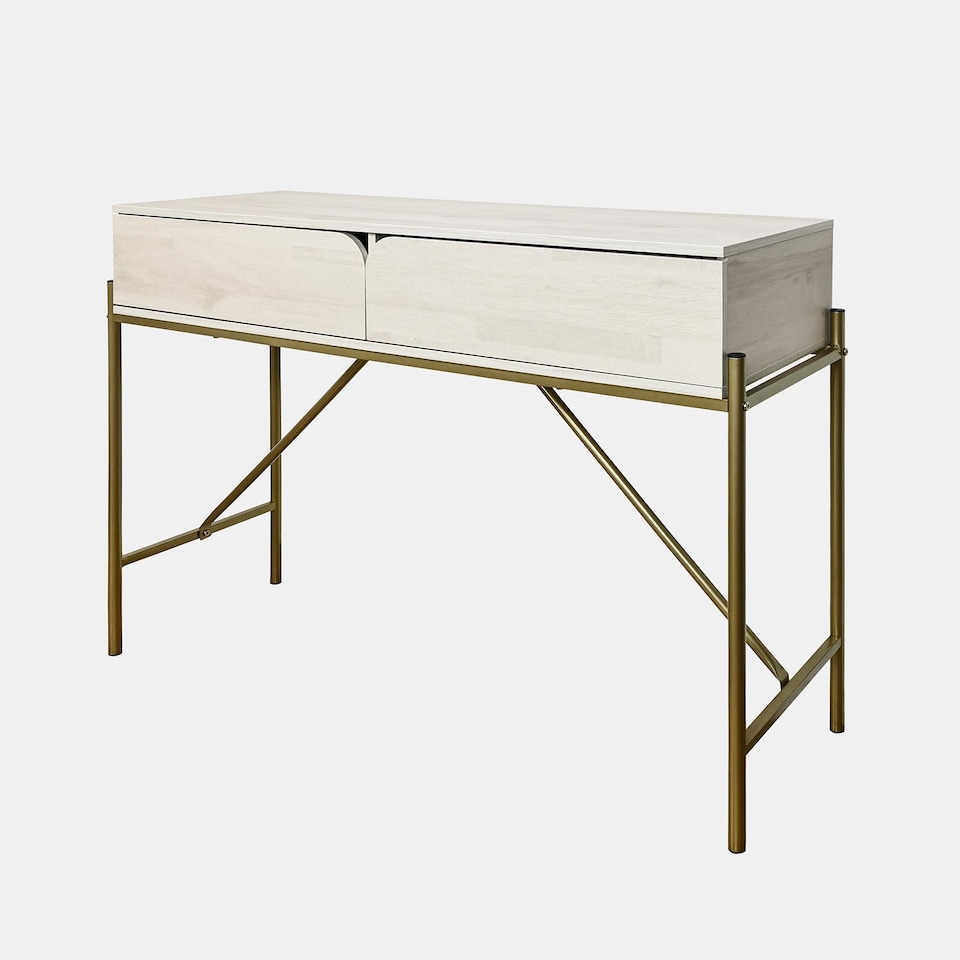 image 1 of OHS Curved Modern Dressing Table 2 Drawer Vanity Makeup Desk