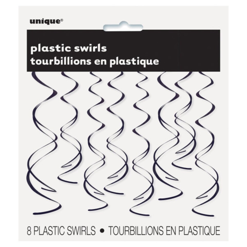 image 1 of Black Swirl Hanging Decorations - Pack of 8