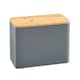 image 4 of Cooks Professional Diamond Pattern Bread Bin with Linen Bag & Bamboo Cutting Board Lid | Grey | Dark Grey | 1